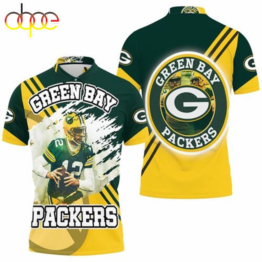 Aaron Rodgers 12 Green Bay Packers Illustrated For Fans Polo Shirt
