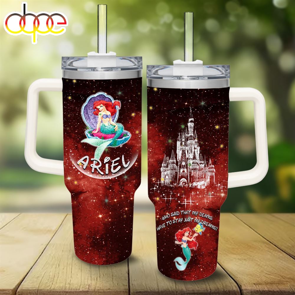 Ariel Castle Glitter Pattern 40oz Tumbler With Handle And Straw Lid