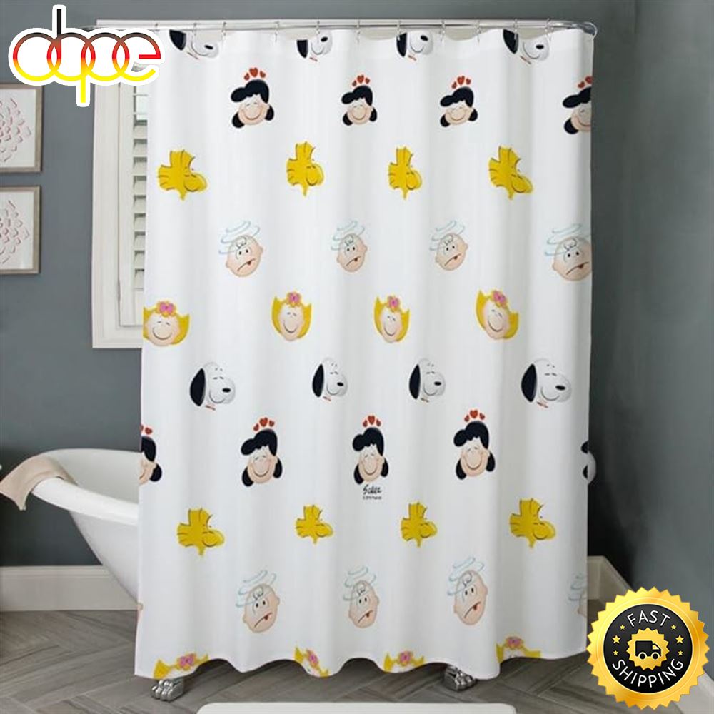 Cafepress Peanuts Gang Emoji Decorative Fabric Shower Curtain