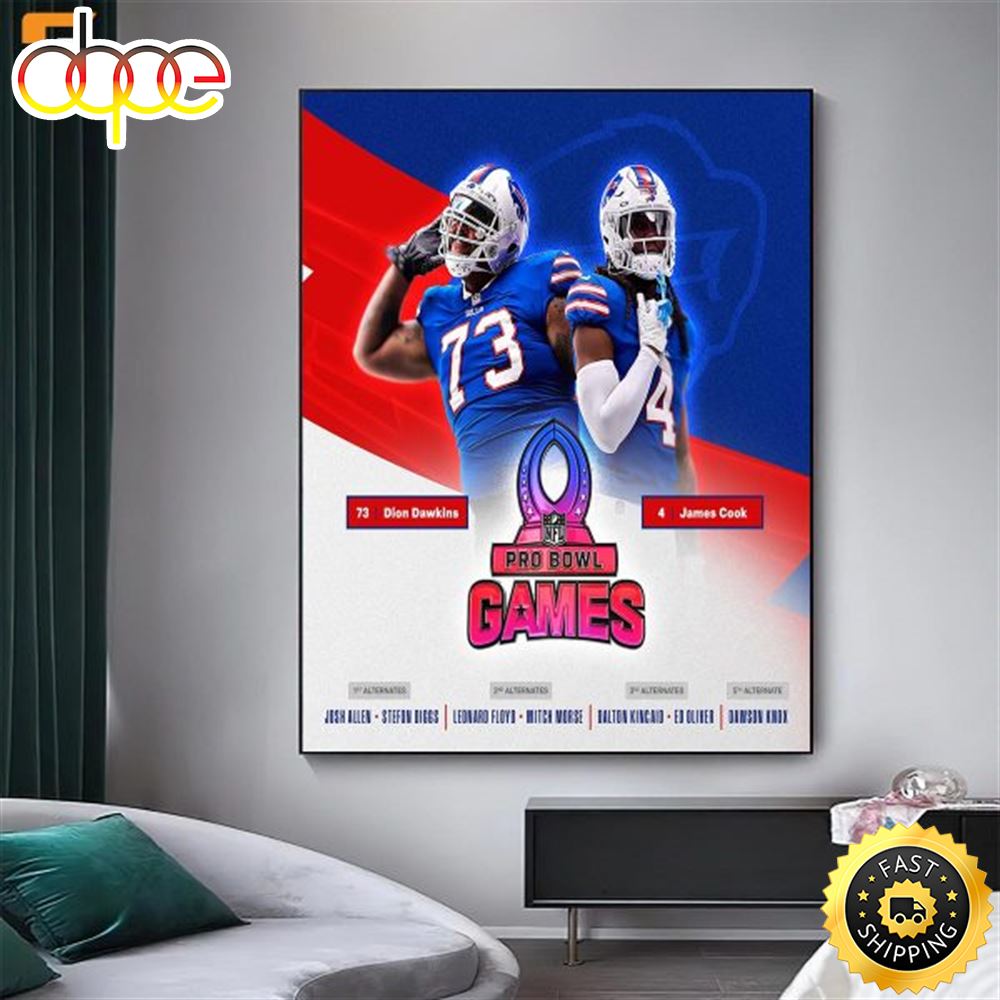 Congratulations To Buffalo Bills 2024 Pro Bowlers NFL Home Decor Poster Canvas
