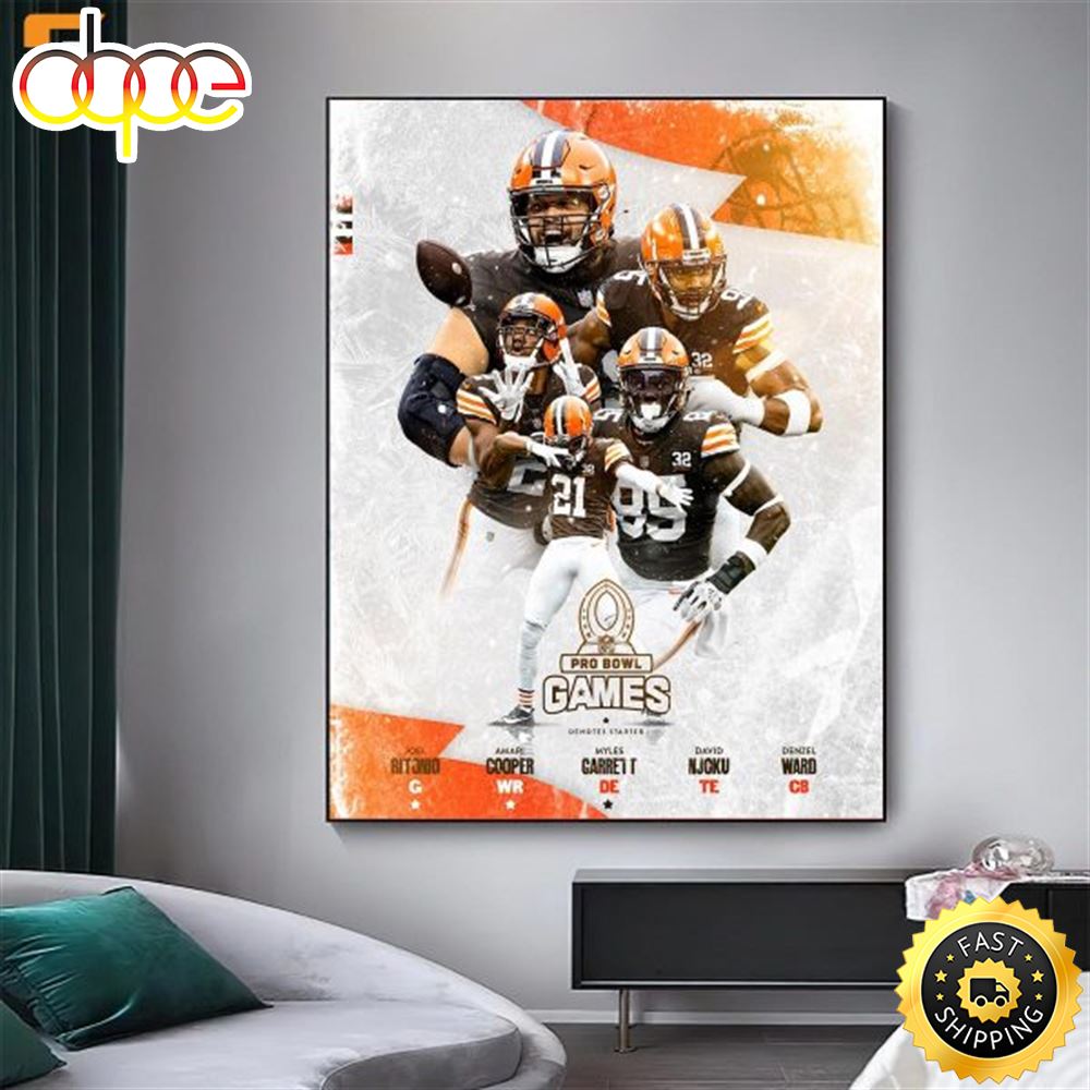 Congratulations To Cleveland Browns 2024 Pro Bowlers NFL Home Decor Poster Canvas