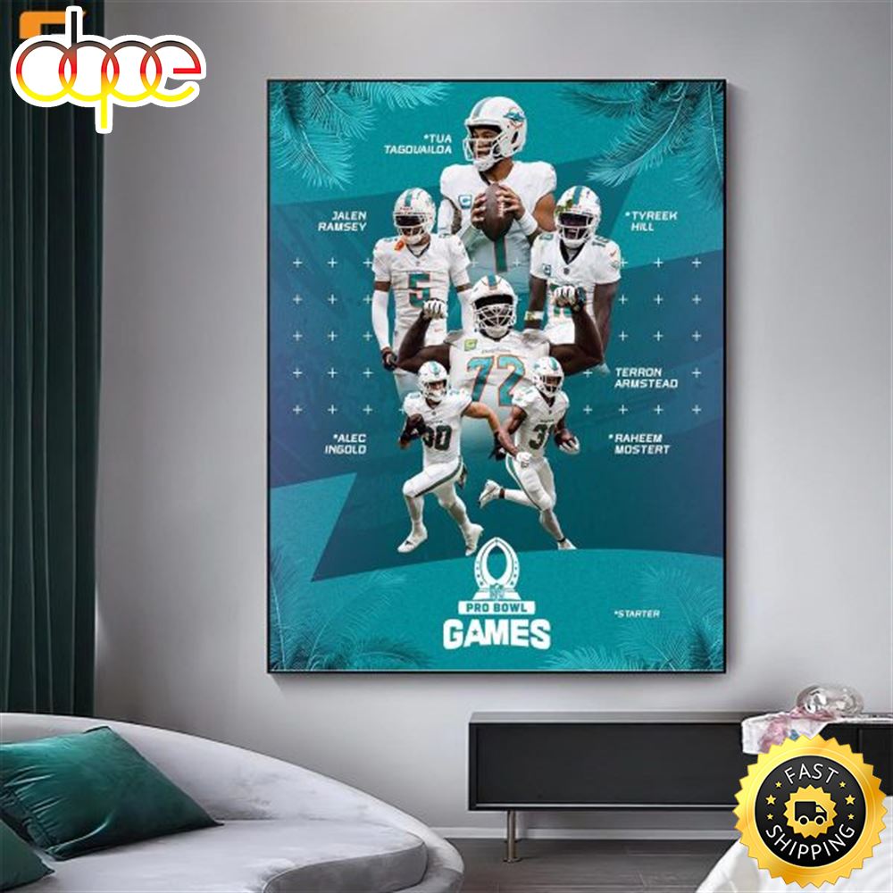 Congratulations To Miami Dolphins 2024 Pro Bowlers NFL Home Decor Poster Canvas