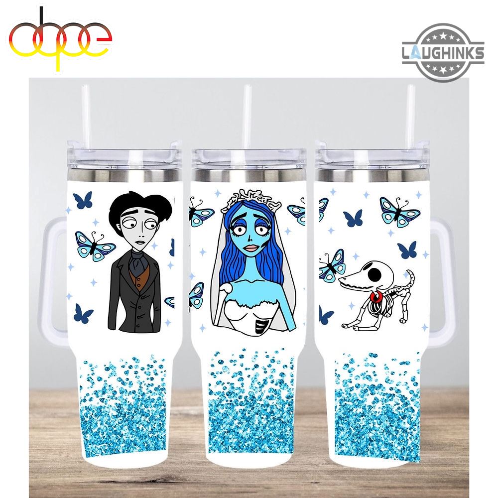 Corpse Bride Vows Cup 40Oz Dead Bride And Husband Couple 40 Oz Stainless Steel Tumbler With Handle Disney Stanley Cup Dupe Tim Burton Corpse Bride Characters