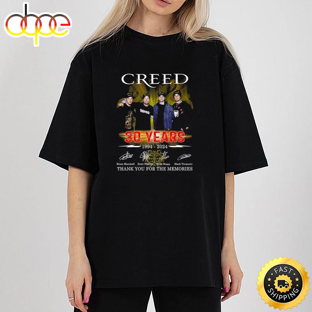 Creed 30 Years 1994 2024 Thank You For The Memories T Shirt