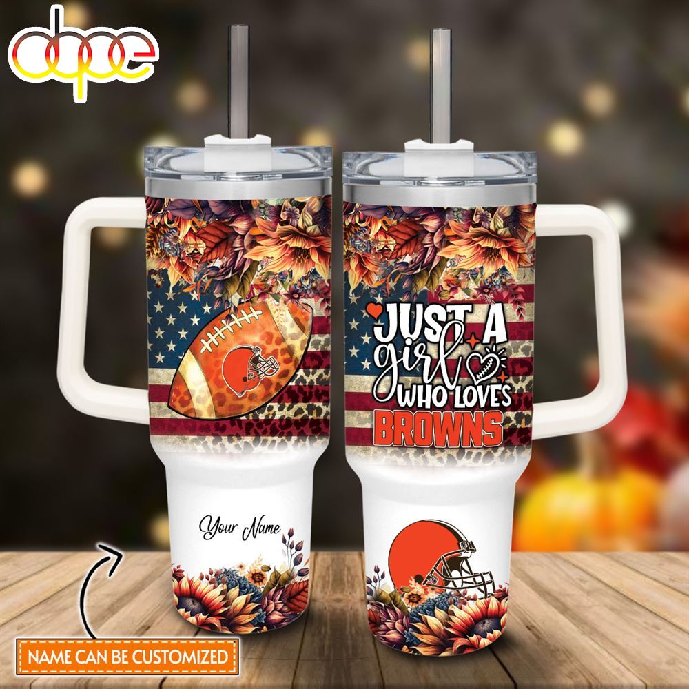Custom Name Just A Girl Loves CBR Fall Flower Sublimation Pattern 40oz Tumbler With Handle And Straw Lid