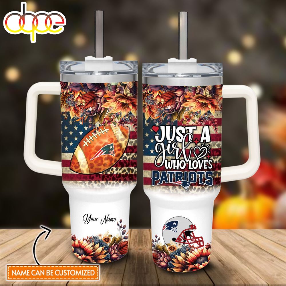 Custom Name Just A Girl Loves NEP Fall Flower Sublimation Pattern 40oz Tumbler With Handle And Straw Lid