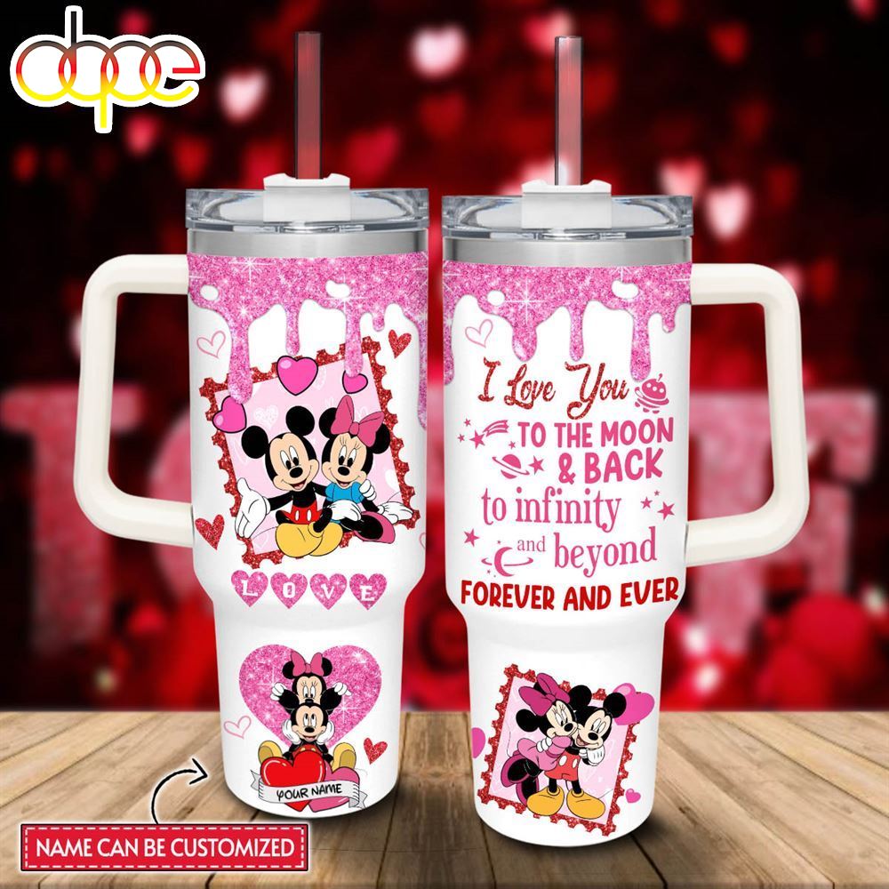Disney Custom Name Mickey Amp Minnie Mouse Love You To The Moon Amp Back 40oz Stainless Steel Tumbler