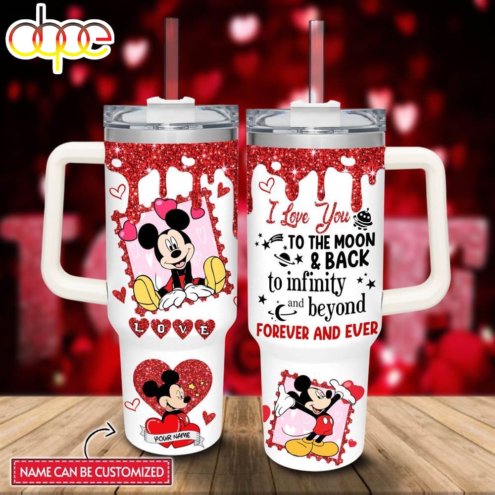 Disney Custom Name Mickey Love You To The Moon Amp Back 40oz Stainless Steel Tumbler