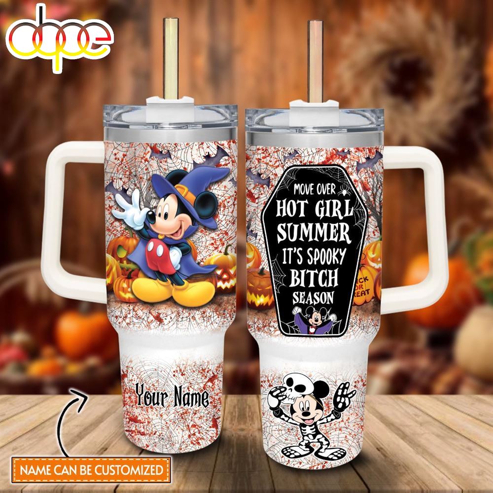 Disney Custom Name Mickey Mouse Halloween Costume Its Spooky Season 40oz Stainless Steel Tumbler