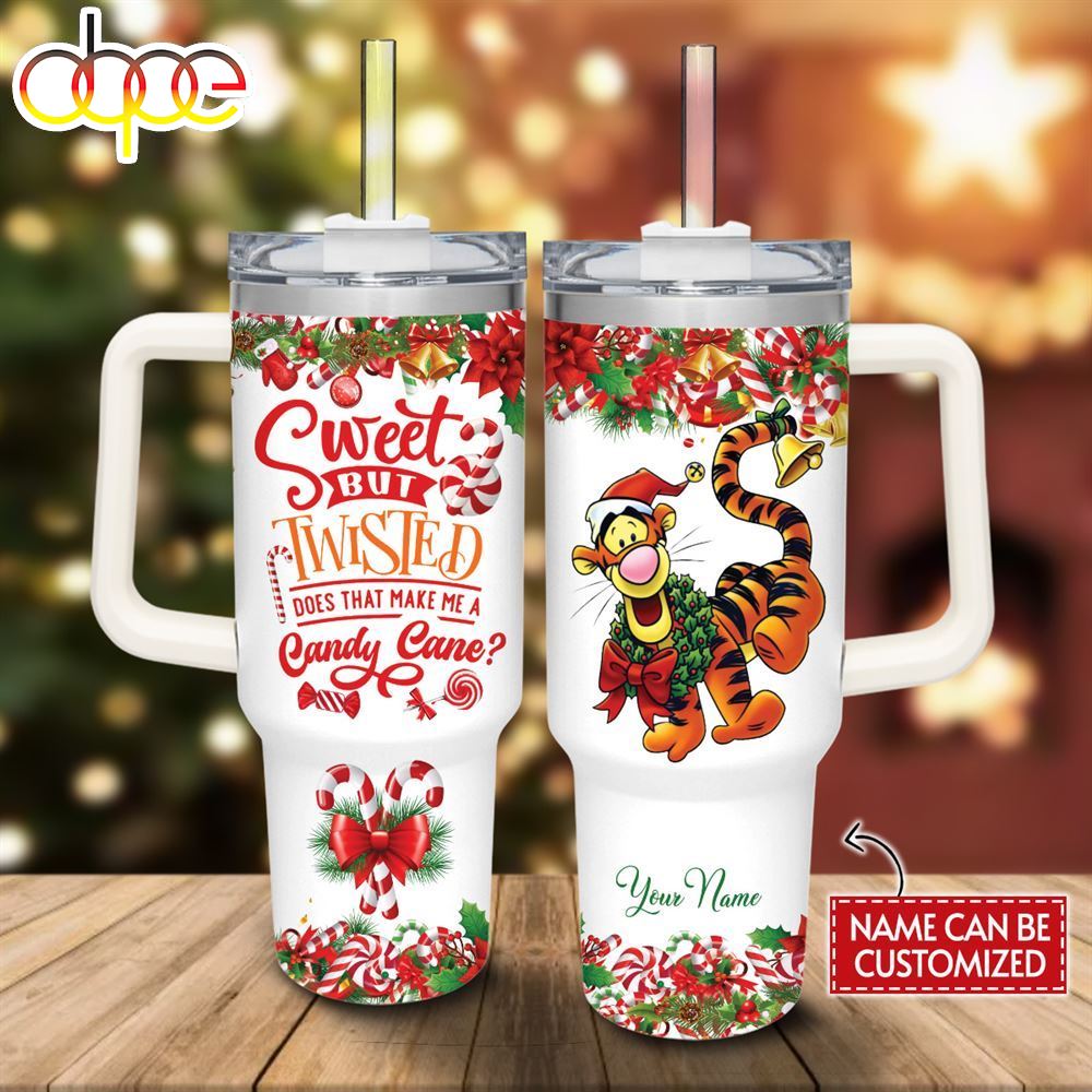 Disney Custom Name Tigger Sweet But Twisted Christmas Theme Pattern 40oz Tumbler