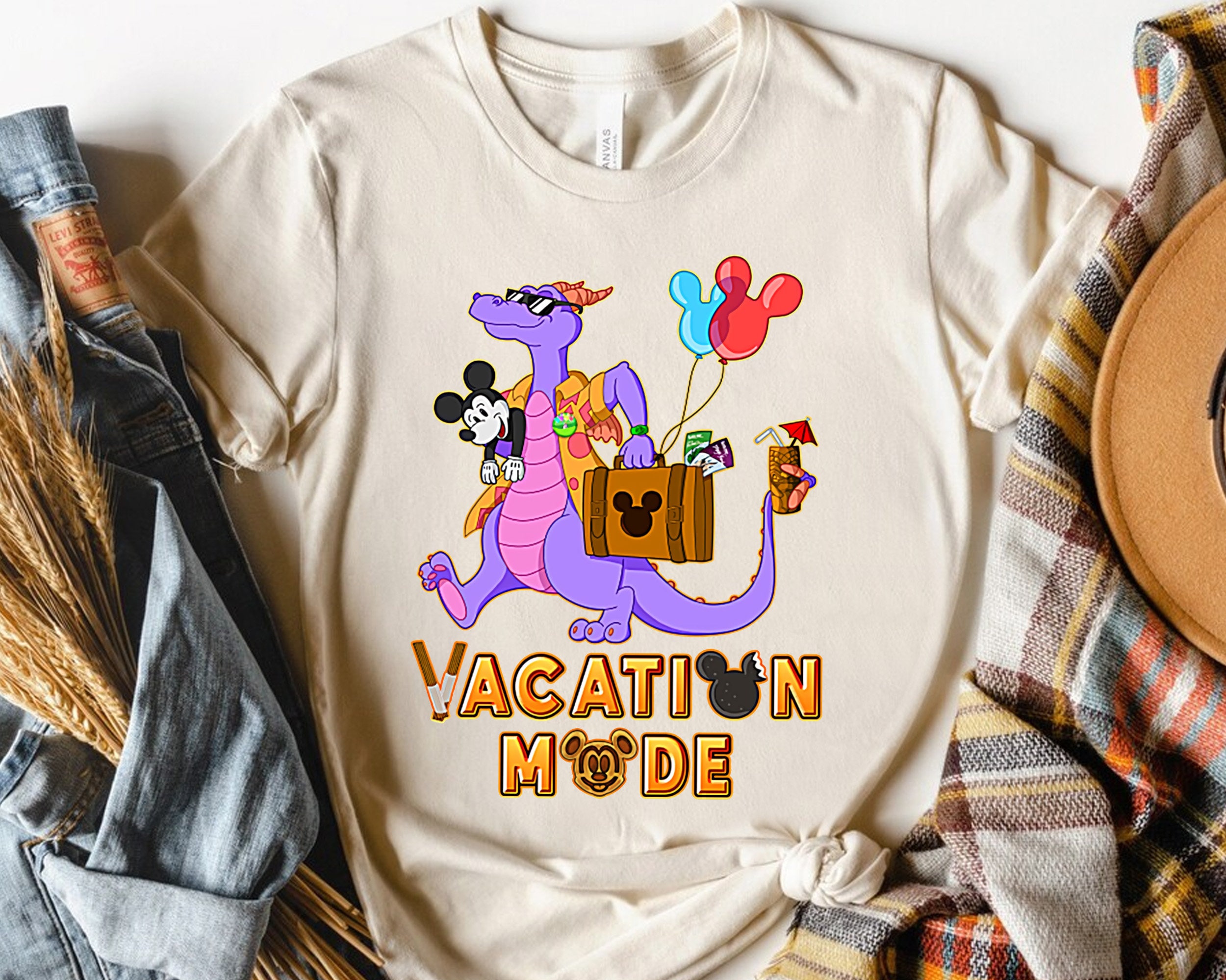 Disney Epcot Funny Figment And Mickey Mouse Vacation Mode Shirt