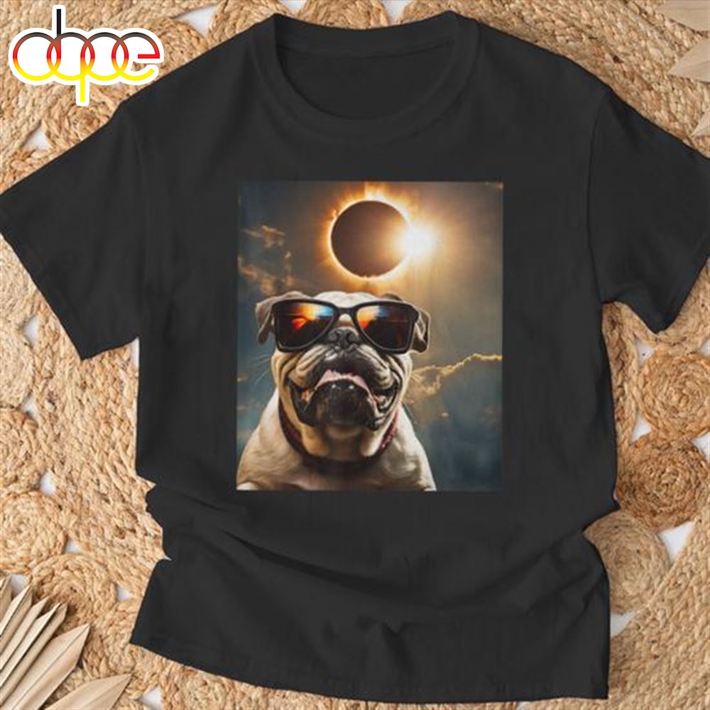 Dog Taking A Selfie With Solar 2024 Eclipse Wearing Glasses T Shirt