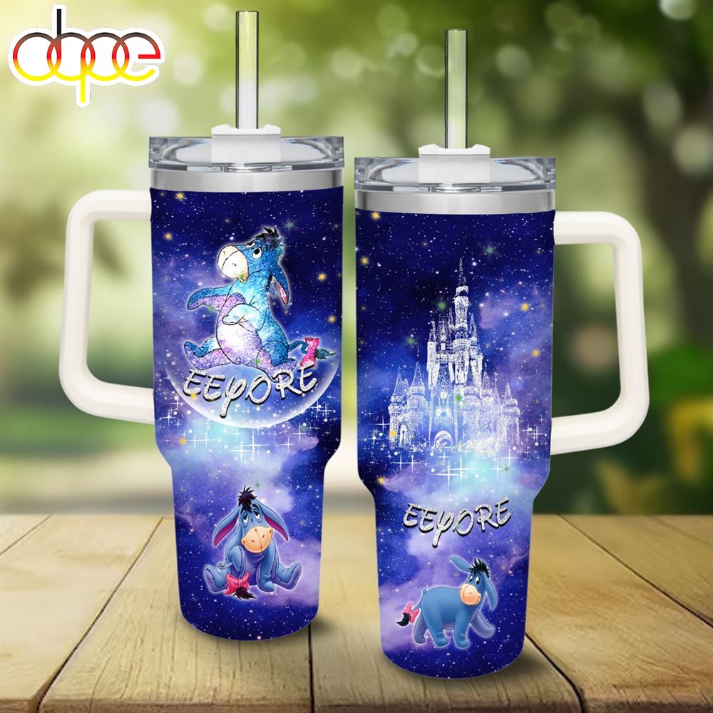 Eeyore Castle Glitter Pattern 40oz Tumbler With Handle And Straw Lid