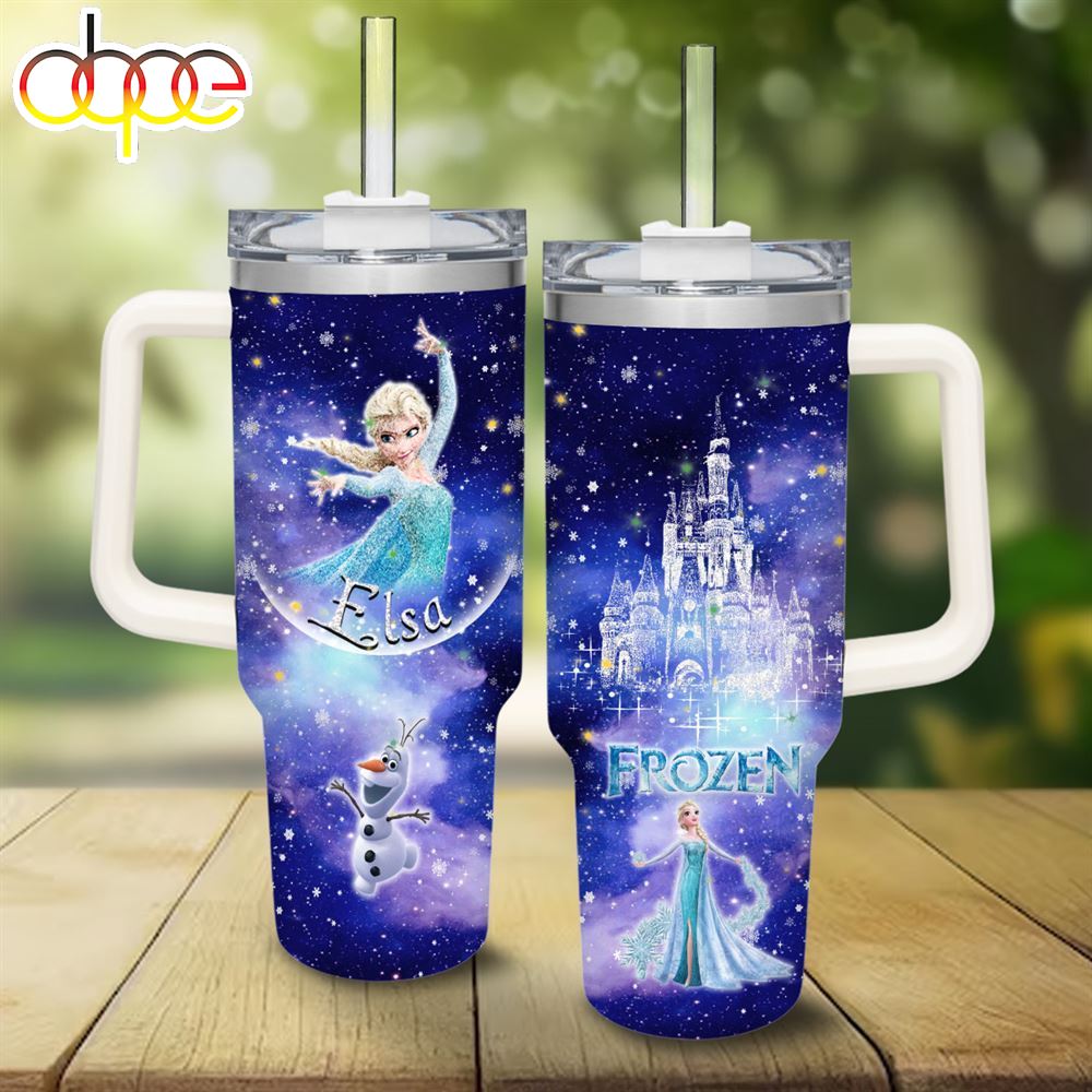 Elsa Princess Castle Pattern 40oz Tumbler With Handle And Straw Lid