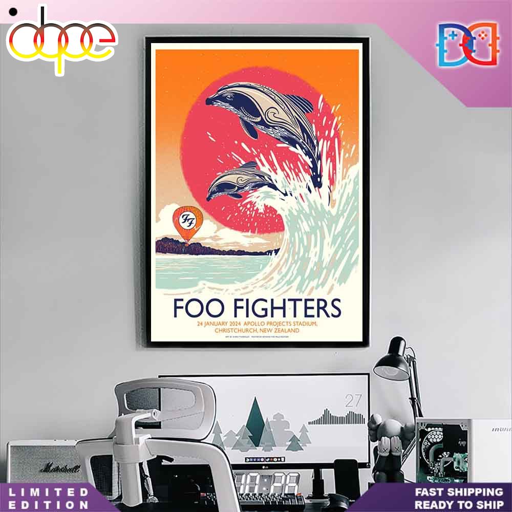 Foo Fighters Tour 24 January 2024 New Zealand Apollo Projects Stadium Home Decor Poster