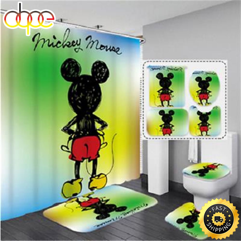 Funny Mickey Minnie Mouse Bathroom Sets Shower Curtain Sets