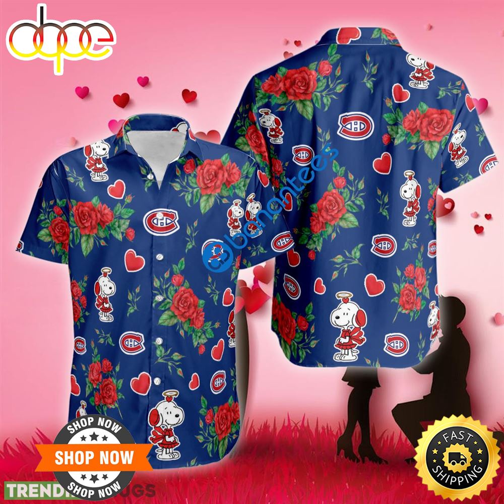 Gift Fans NHL Montreal Canadiens Snoopy Cute Valentines Day Hawaiian Shirt Short Sleeve Lot9qf.jpg