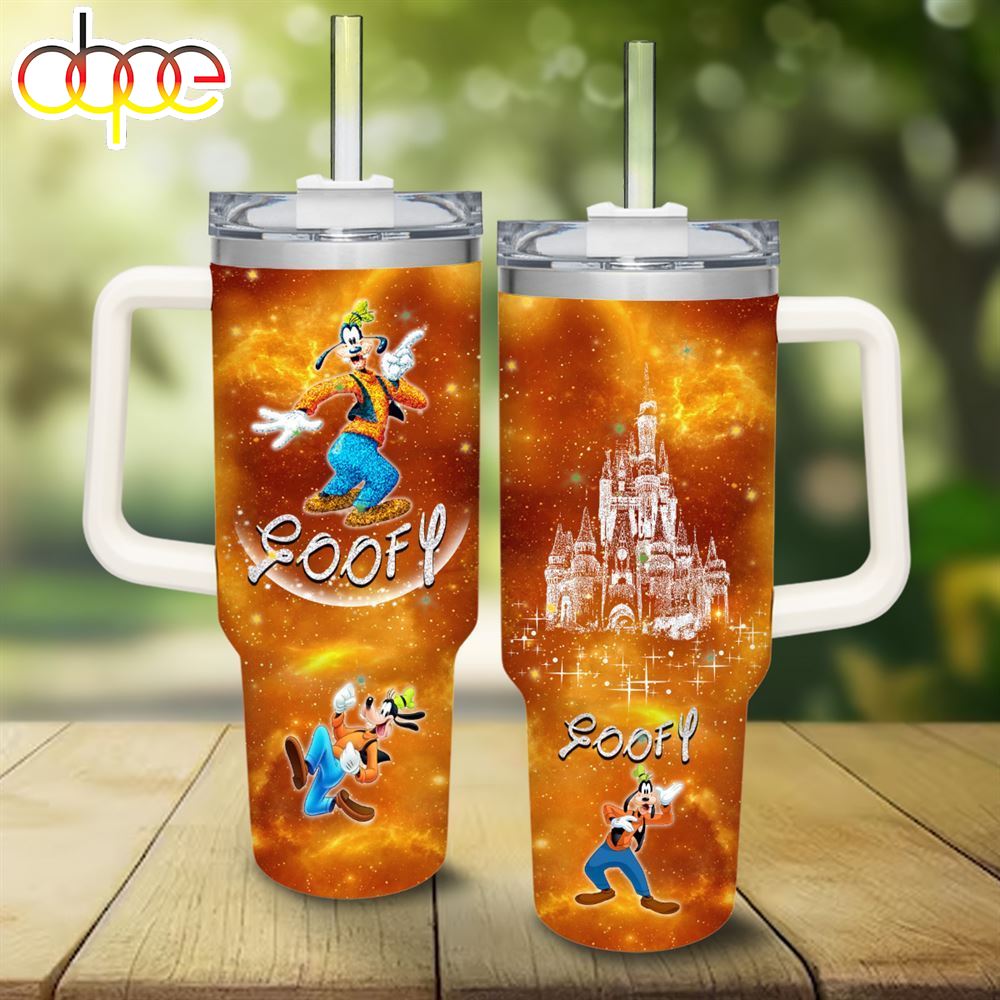 Goofy Castle Glitter Pattern 40oz Tumbler With Handle And Straw Lid