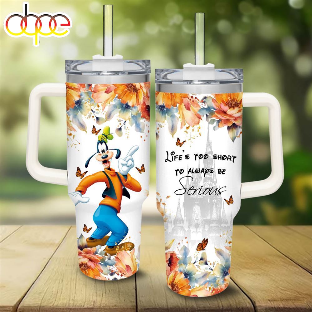 Goofy Flower Pattern 40oz Tumbler With Handle And Straw Lid