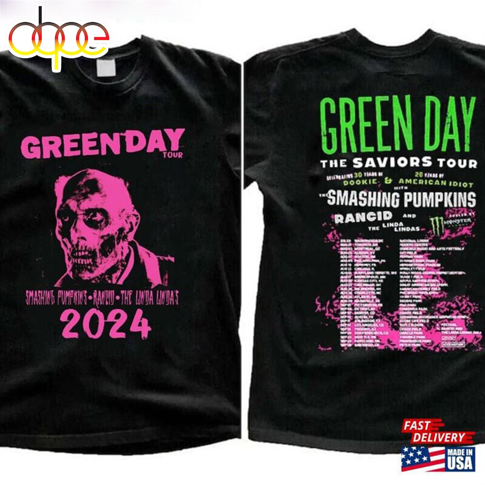 Green Day The Saviors 2024 Tour T Shirt Band Graphic Tee Concert Shirt