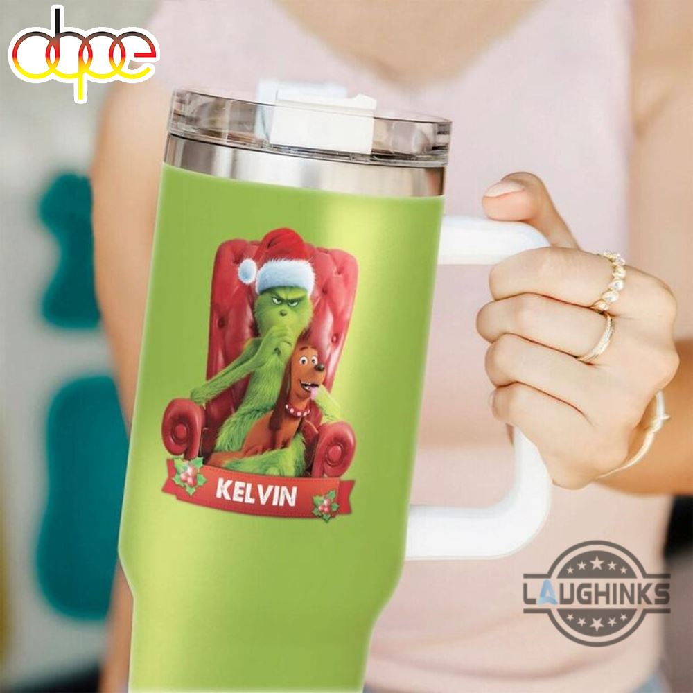 Grinch 40Oz Tumbler On The Couch Christmas Cup With Handle Santa Grinch Stainless Steel Stanley Cup How 40 Oz Xmas Travel Mugs Merry Grinchmas Gift