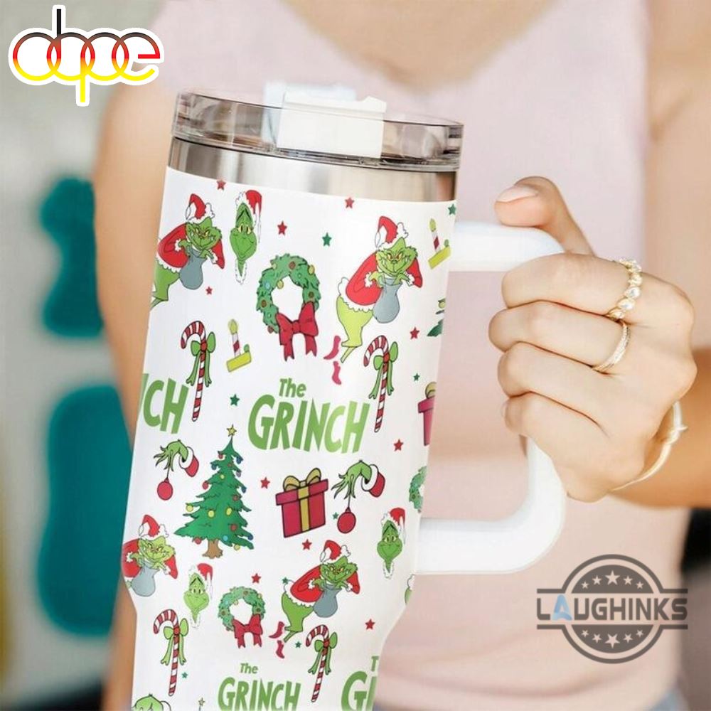 Grinch 40Oz Tumbler The Grinch Who Stole Christmas Merry Grinchmas Cups With Handle Green Mean One Stainless Steel Stanley Cup 40 Oz Xmas Travel Mugs Gift