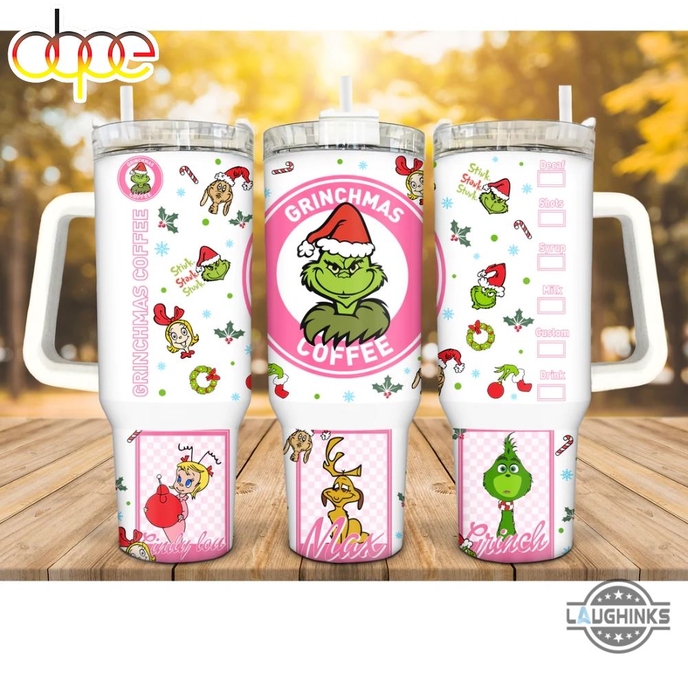 Grinch Coffee Tumbler 40 Oz Merry Grinchmas Starbucks 40Oz Stanley Dupe Cup With Handle Cindy Lou Max Grinch Christmas Travel Cups NEW