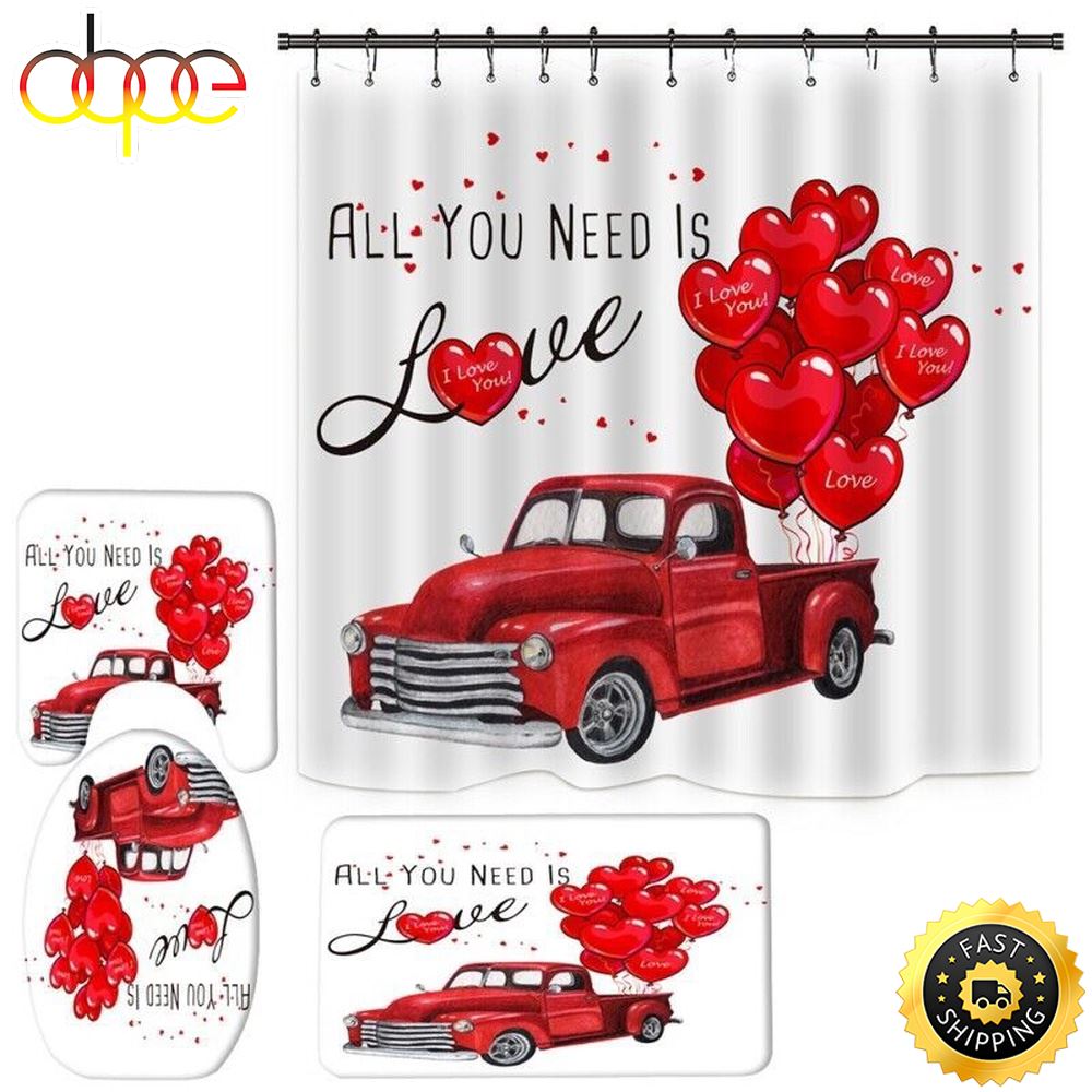 Happy Valentines Day Shower Curtain All You Need Is Love Home Bath Decor I Love You Heart Bathroom Curtain Set