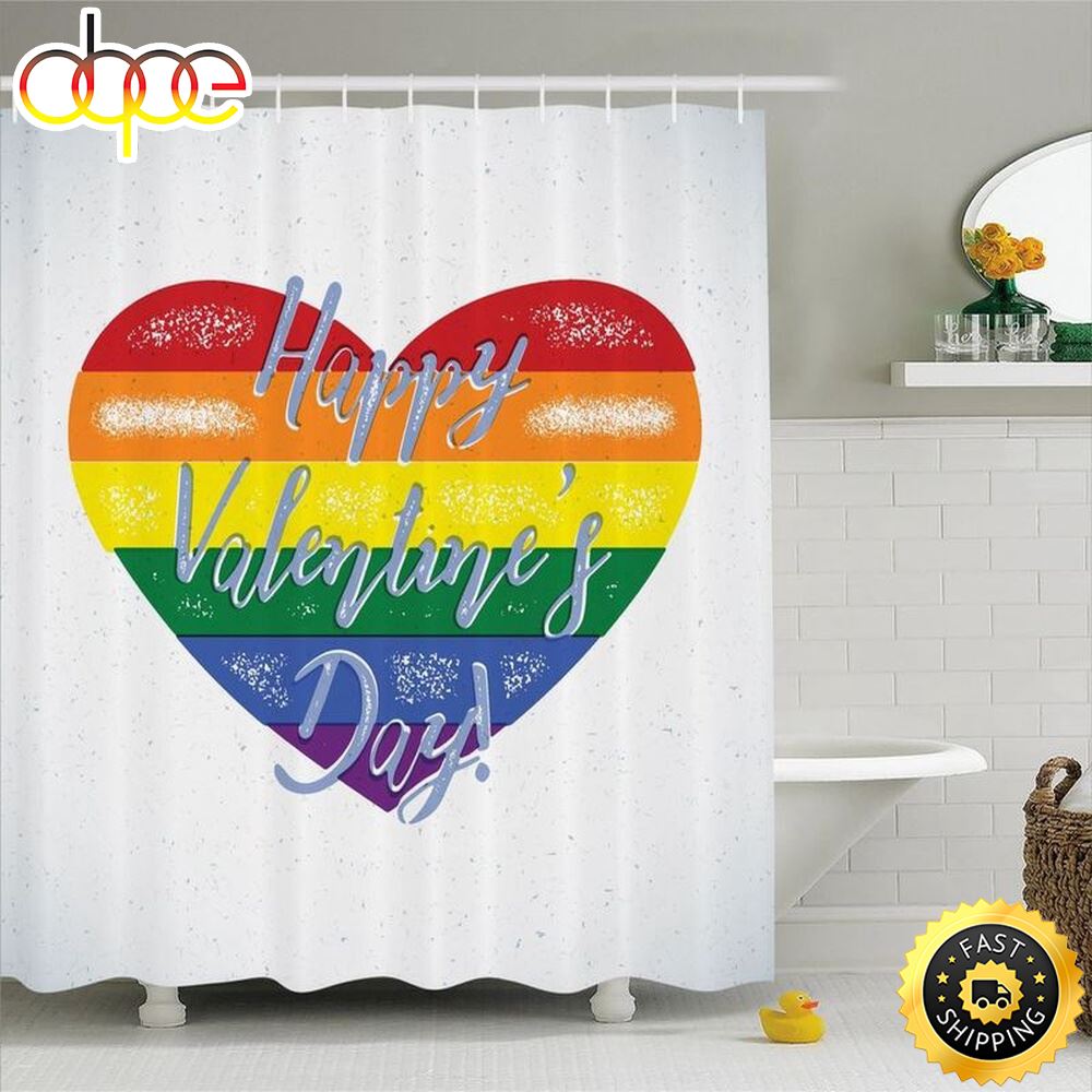 Happy Valentines Day Shower Curtain Autism Bathroom Decor Valentine Window Curtain Gifts For Lgbt Couples