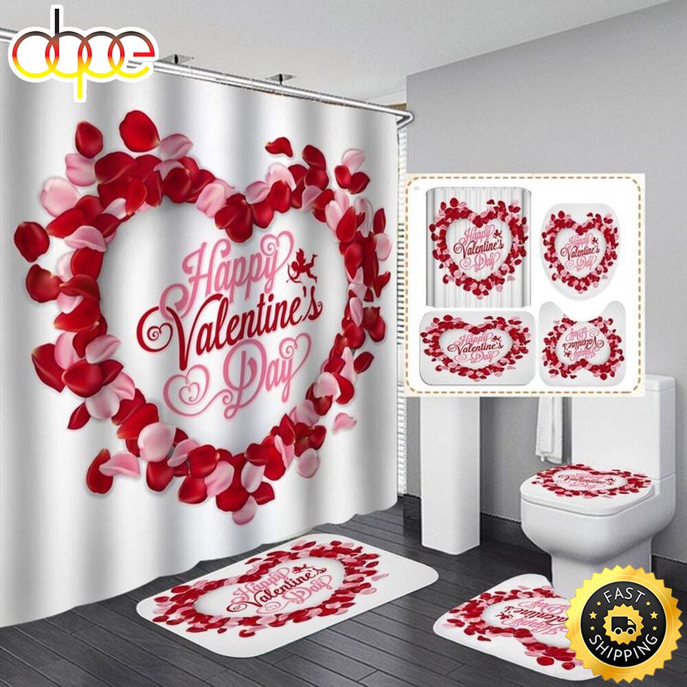Happy Valentines Day Shower Curtains For Bathroom Heart Cupid Bathroom Shower Curtain For Wedding