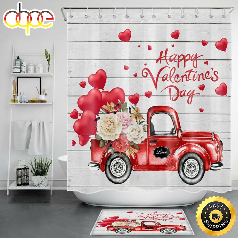 Happy Valentines Day Shower Curtains Sweet Valentine Bathroom Curtains Romancecore Bathroom Home Decor