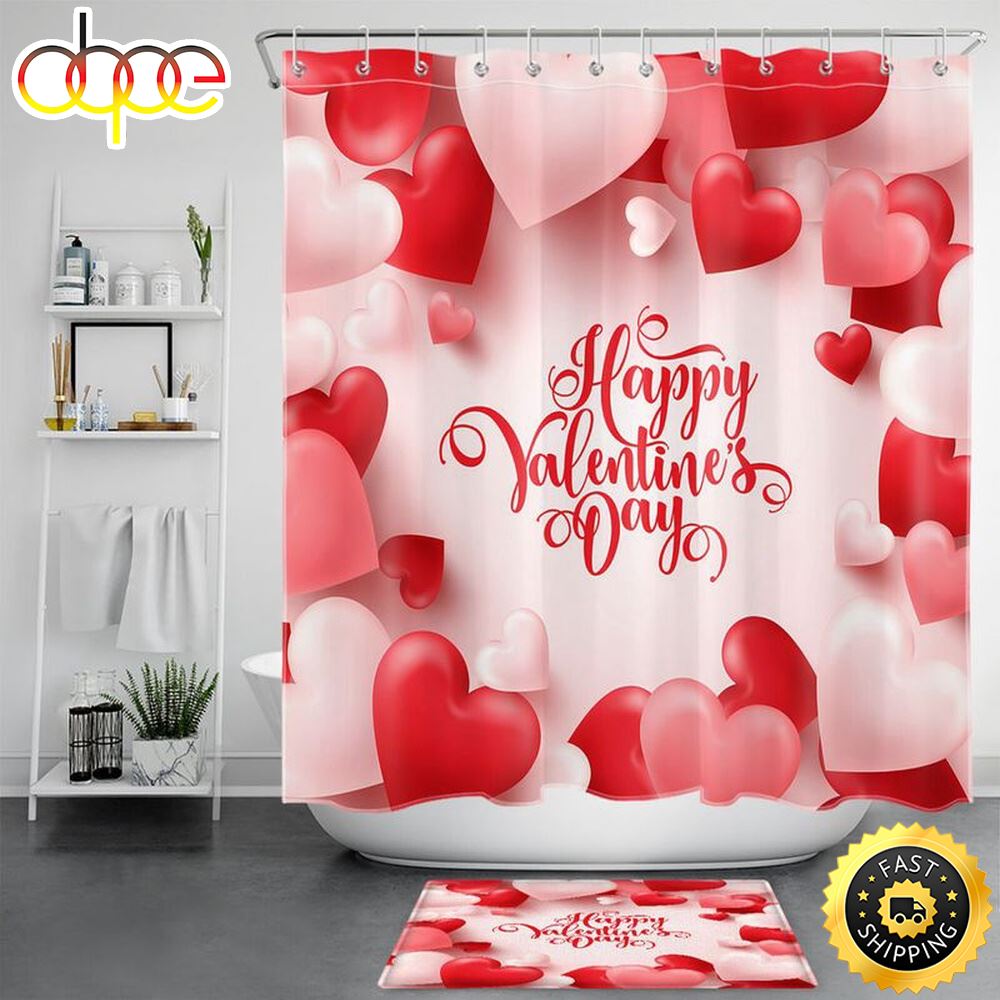 Happy Valentines Day Shower Curtains Valentine Bathroom Decor Sweet Gift Romantic Gift Idea