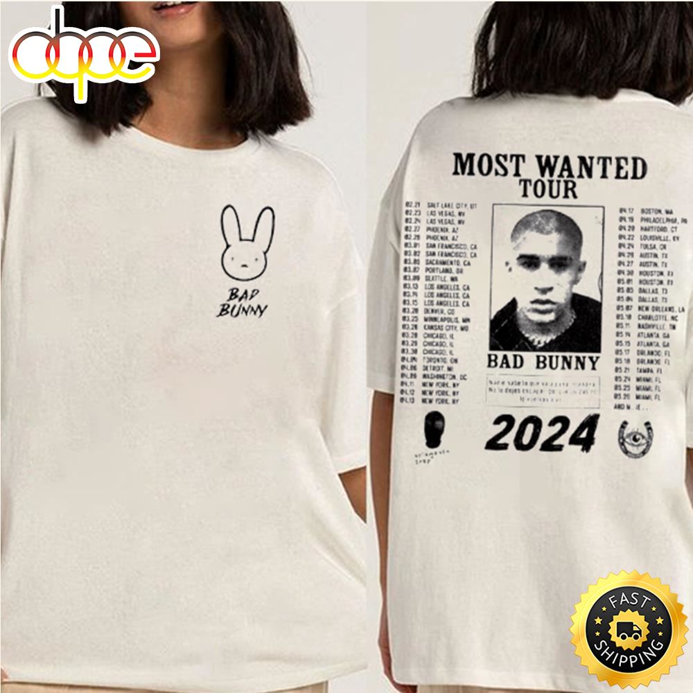Hot New Bad Bunny Most Wanted Tour 2024 T Shirt