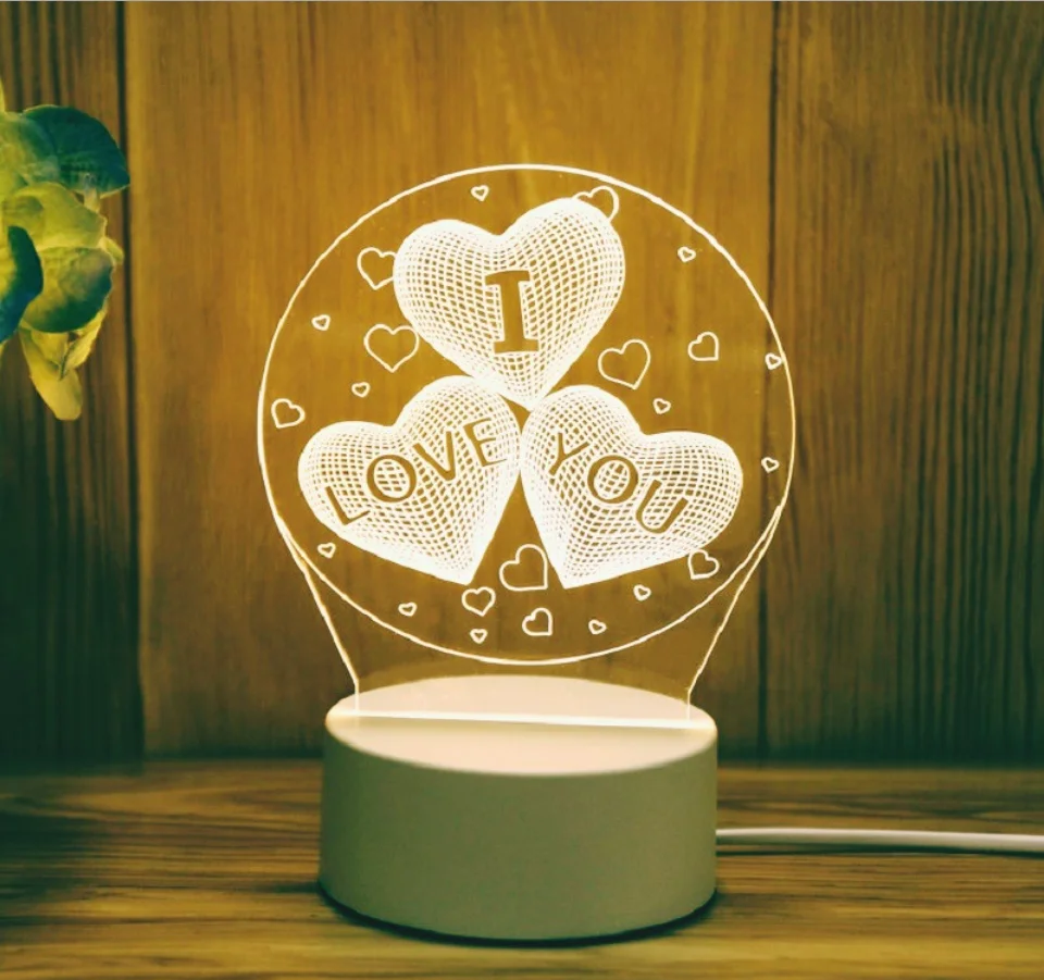 I Love You 3d Acrylic Led Lamp For Home Childrens Night Light Kawaii Table Lamp Birthday Party Decor Valentines Day Bedlamp