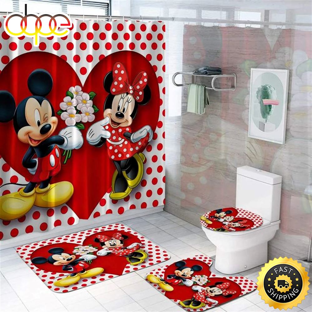 In Love Mickey Mouse Bathroom Set Bathroom Curtain Set