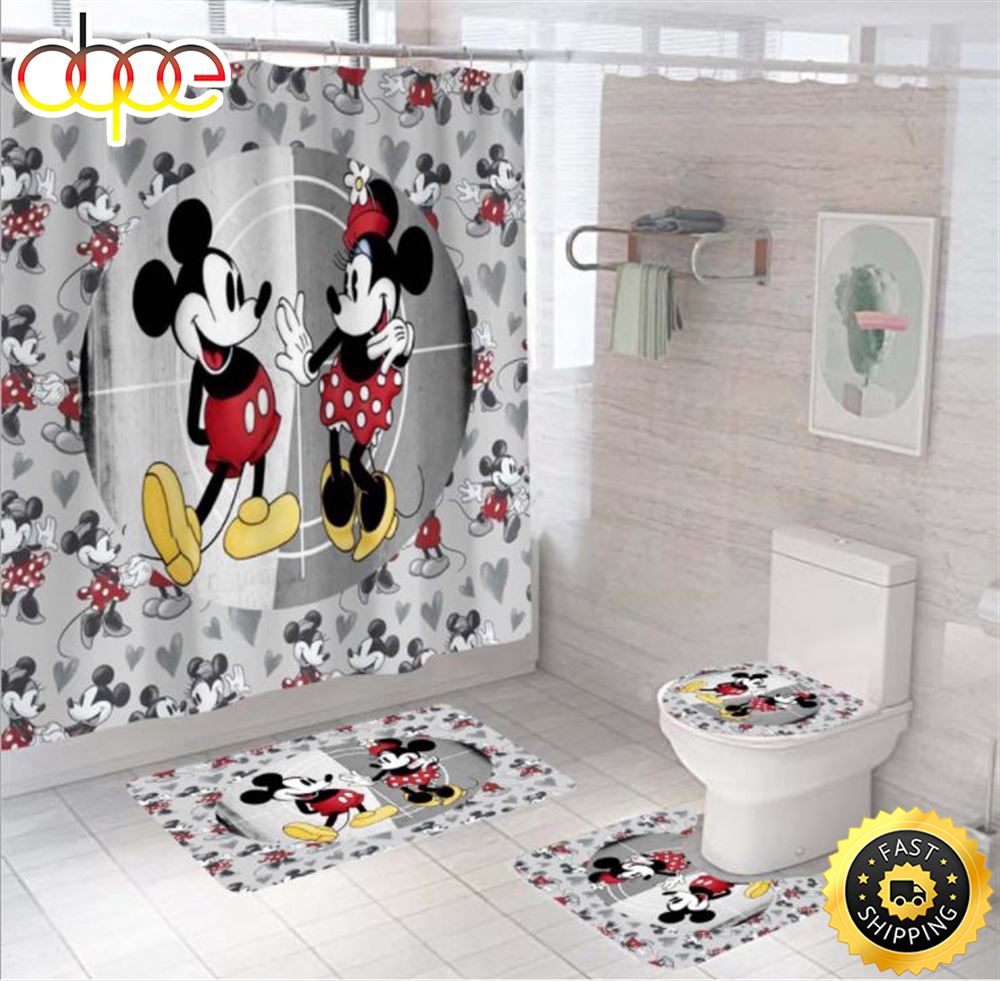In Love Mickey Mouse Shower Curtain Sets Bathroom Sets