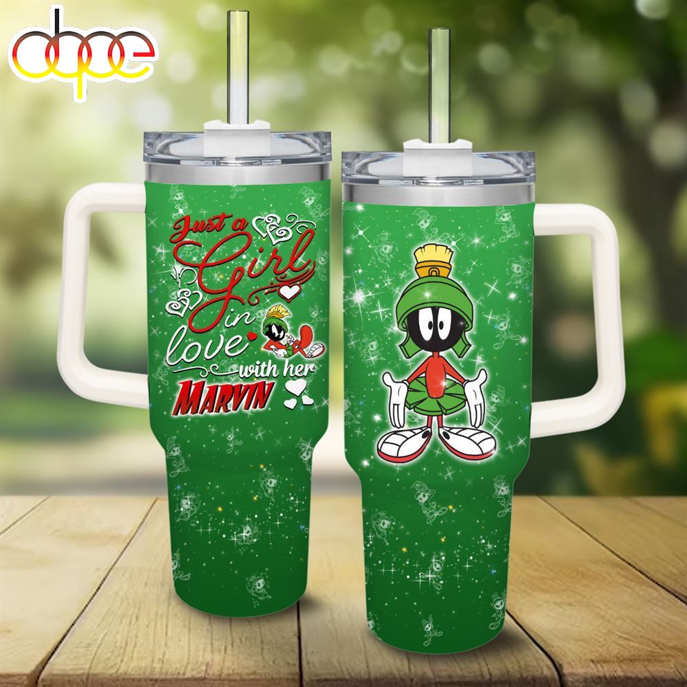 Just A Girl Loves Marvin The Martian 40oz Tumbler With Handle And Straw Lid