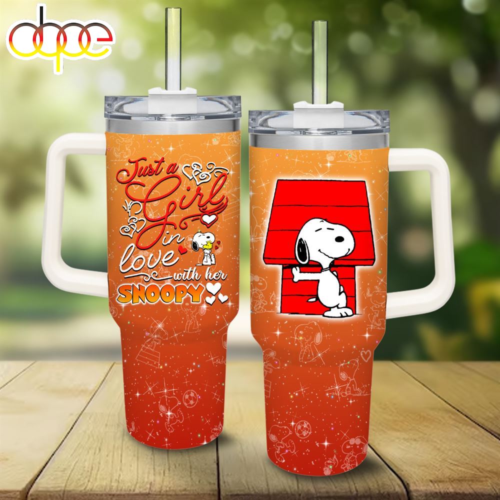 Just A Girl Loves Snoopy 40oz Tumbler With Handle And Straw Lid