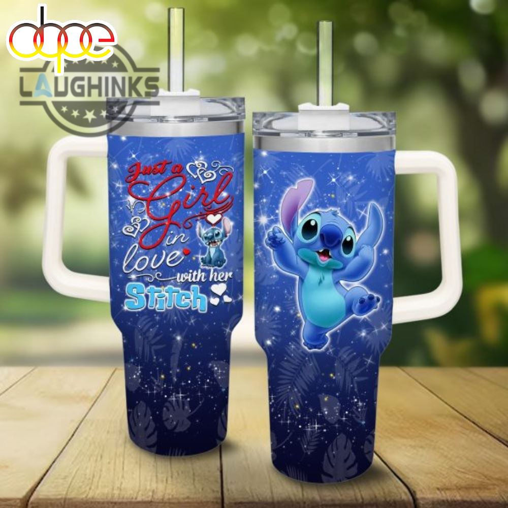 Just A Girl Loves Stitch 40Oz Tumbler With Handle And Straw Lid 40 Oz Stanley Travel Cups NEW