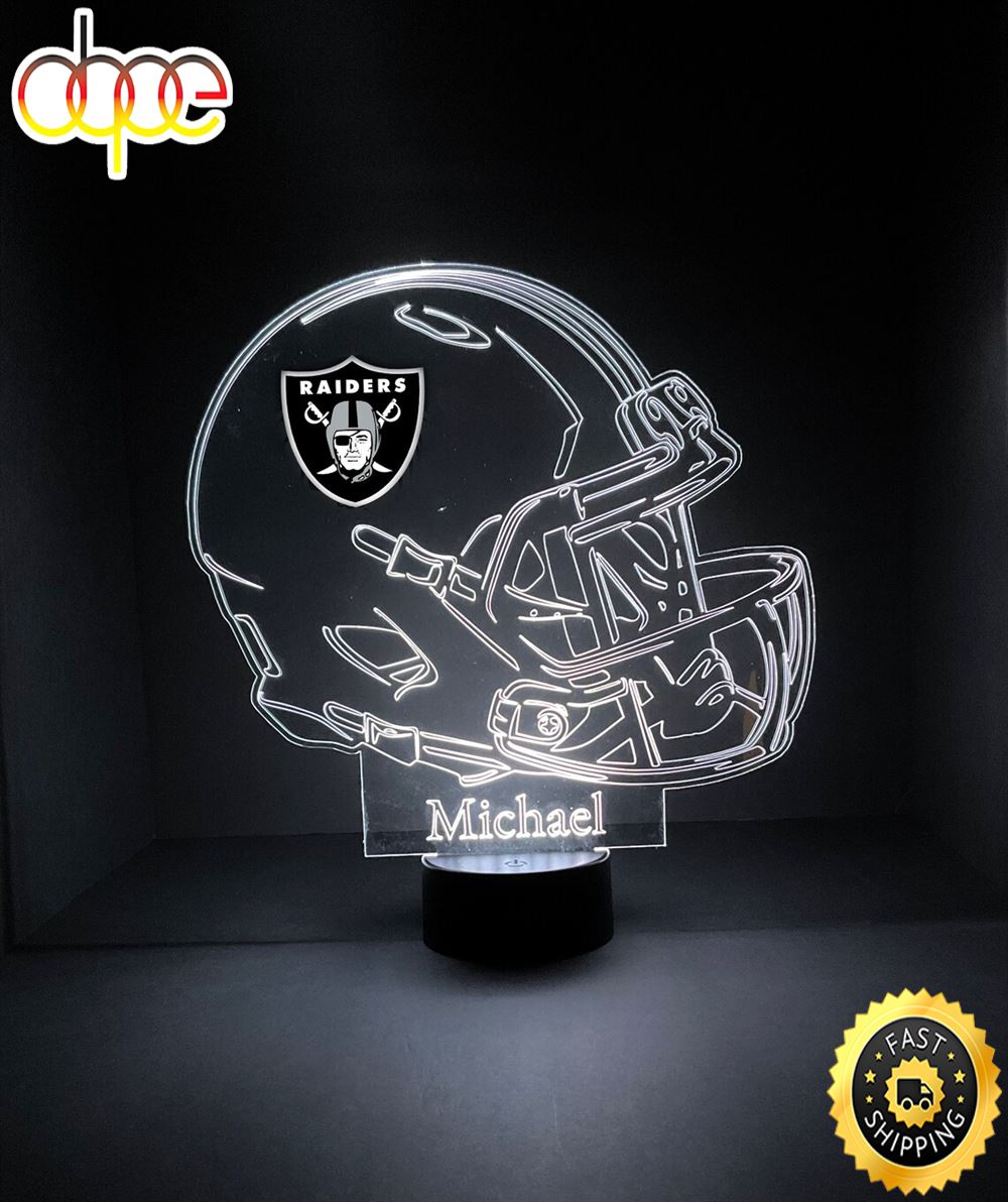 Las Vegas Raiders Light Up Modern Helmet Nfl Football Led Sports Fan Lamp 1