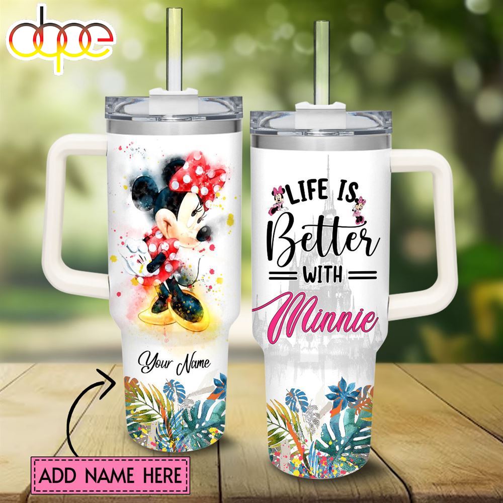 Life Is Better With Minnie Mouse 40oz Tumbler With Handle And Straw Lid