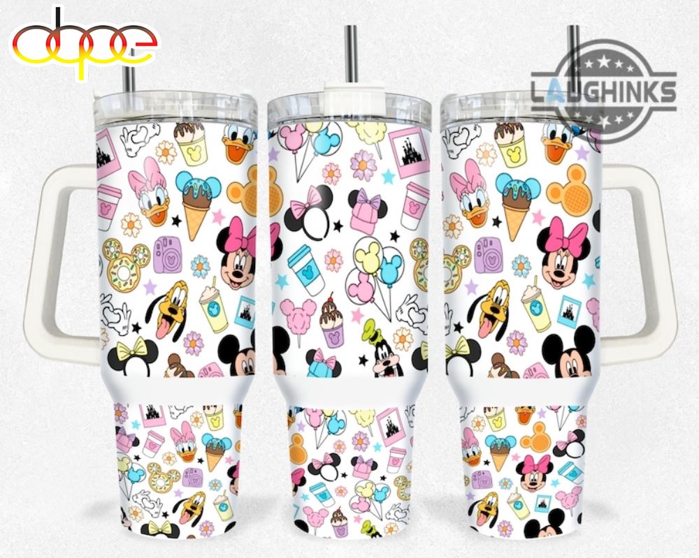 Magic Kingdom Snacks Tumbler 40 Oz Magical Snacks 40oz Stainless Steel Cup Cartoon Characters Stanley Tumbler With Handle Dupe Disney Mickey And Friends Gift