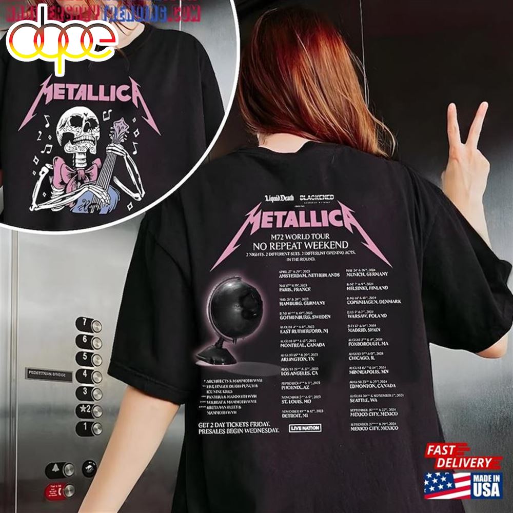 Metallica Shirt Band Metal Tour 2023 2024 Music Rock Festival Tee T Shirt Unisex
