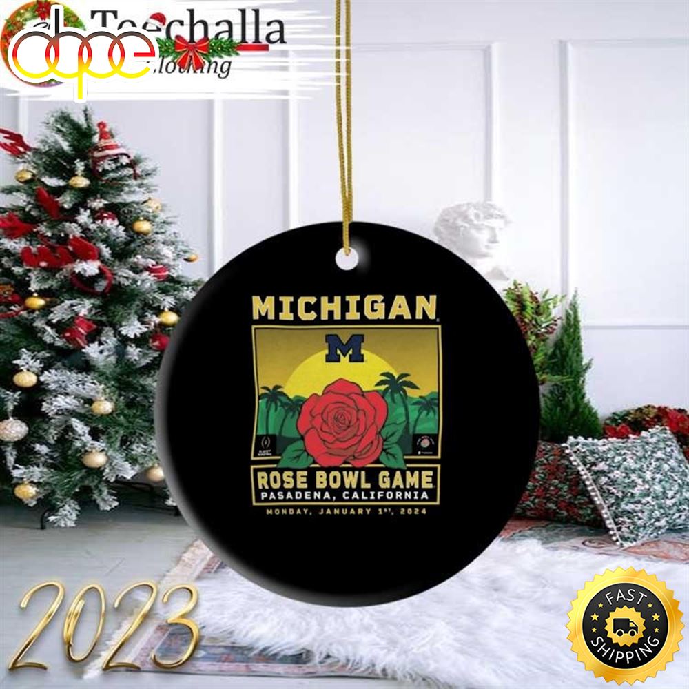 Michigan Wolverines College Football Playoff 2024 Rose Bowl Ornament
