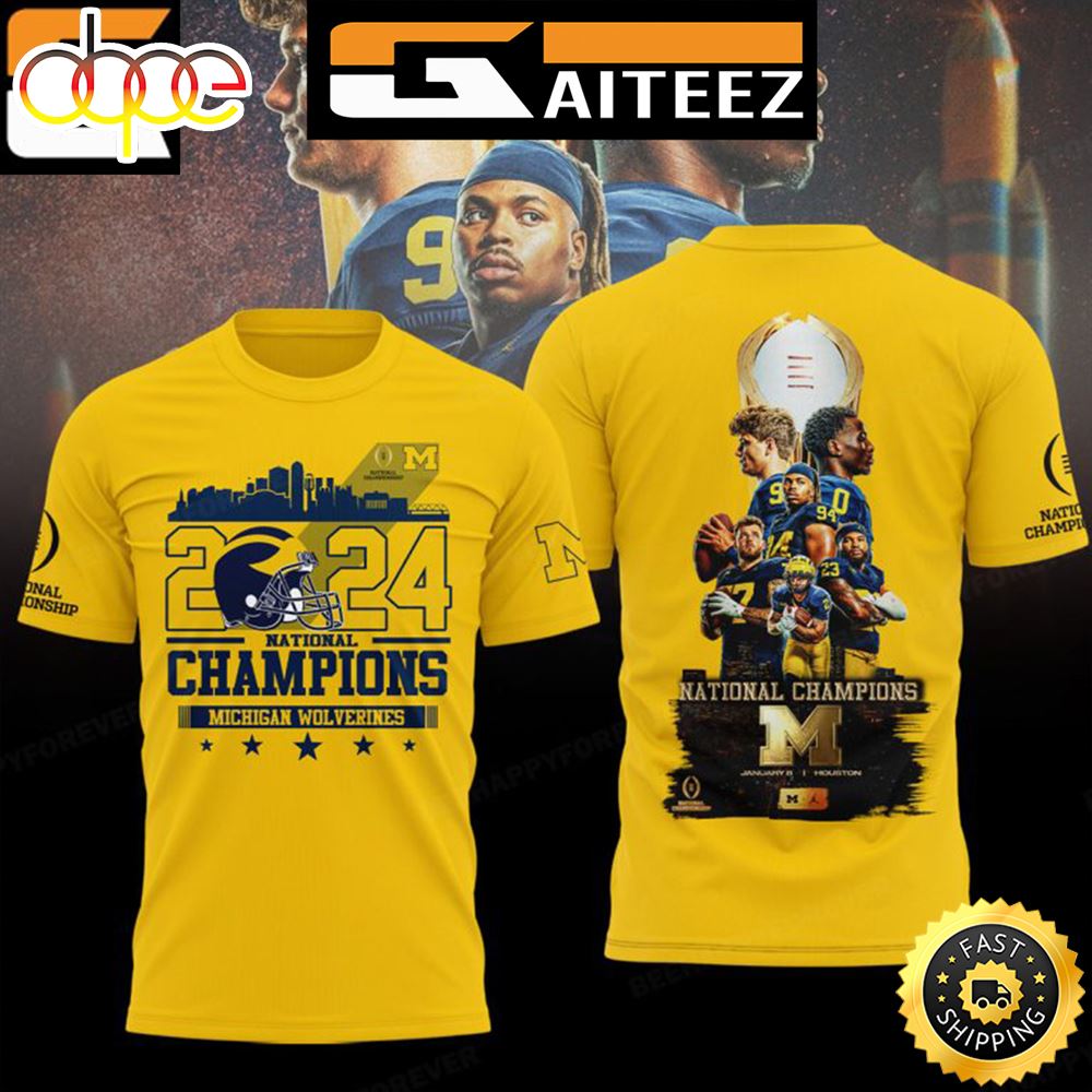 Michigan Wolverines College Football Playoff National Champions 2024 Merchandise Two Side Unisex T Shirt