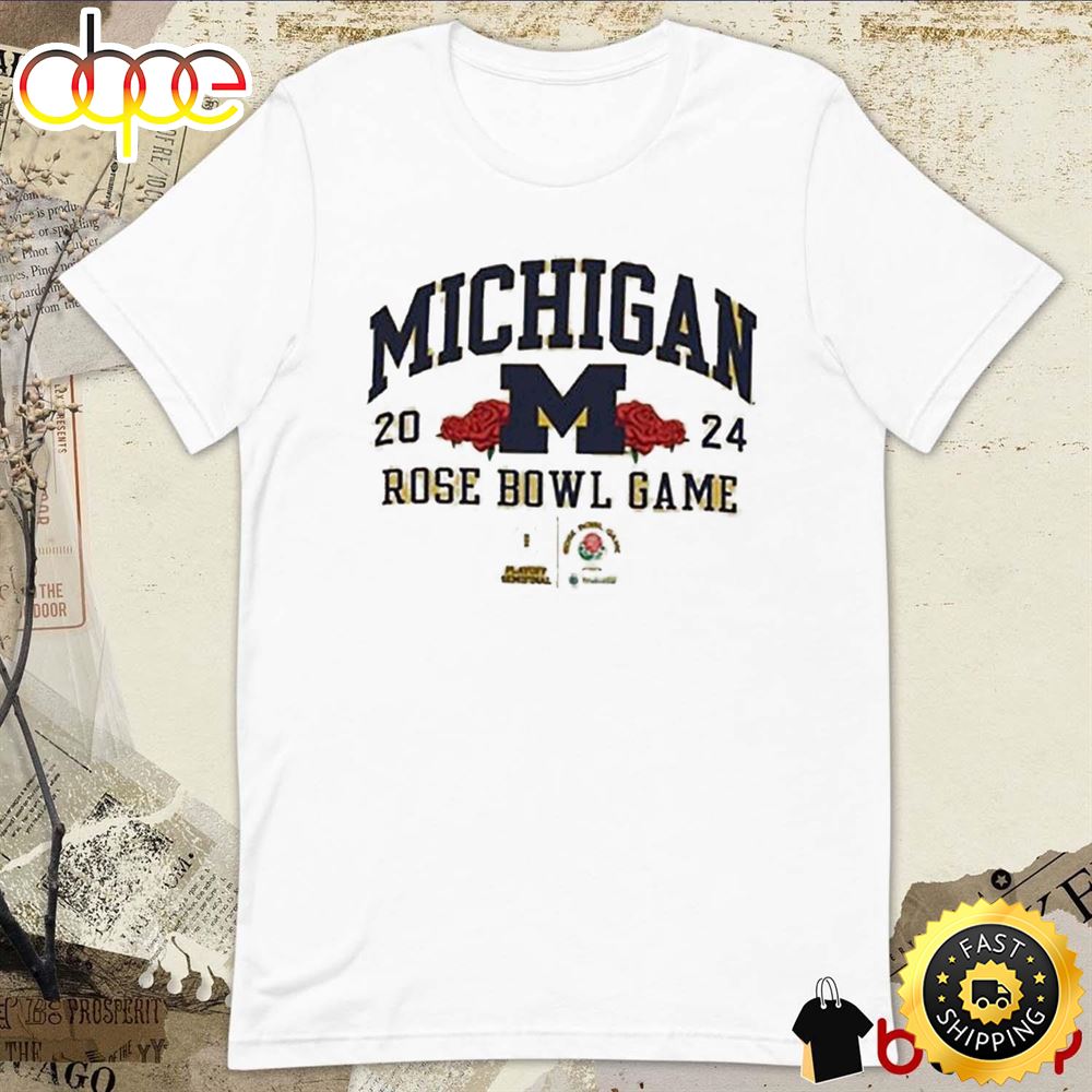 Michigan Rose Bowl 2024 Champion University Of Michigan Football Logos T Shirt Au8seu.jpg