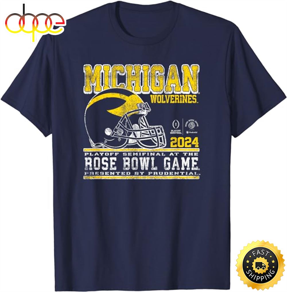 Michigan Wolverines 2024 Cfp Semi Rose Bowl Retro Football T Shirt T Shirt