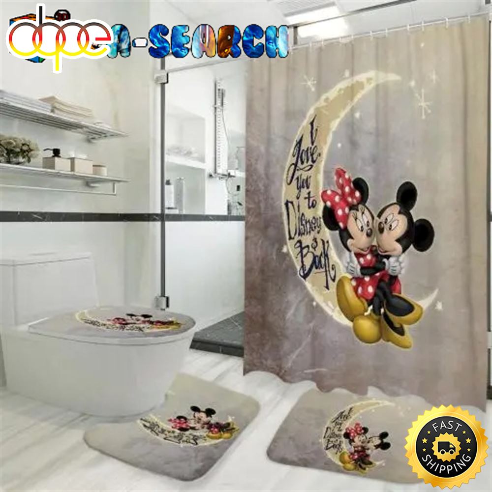 Mickey And Minnie Moon I Love You To Disney And Back Shower Curtains Bathroom Sets