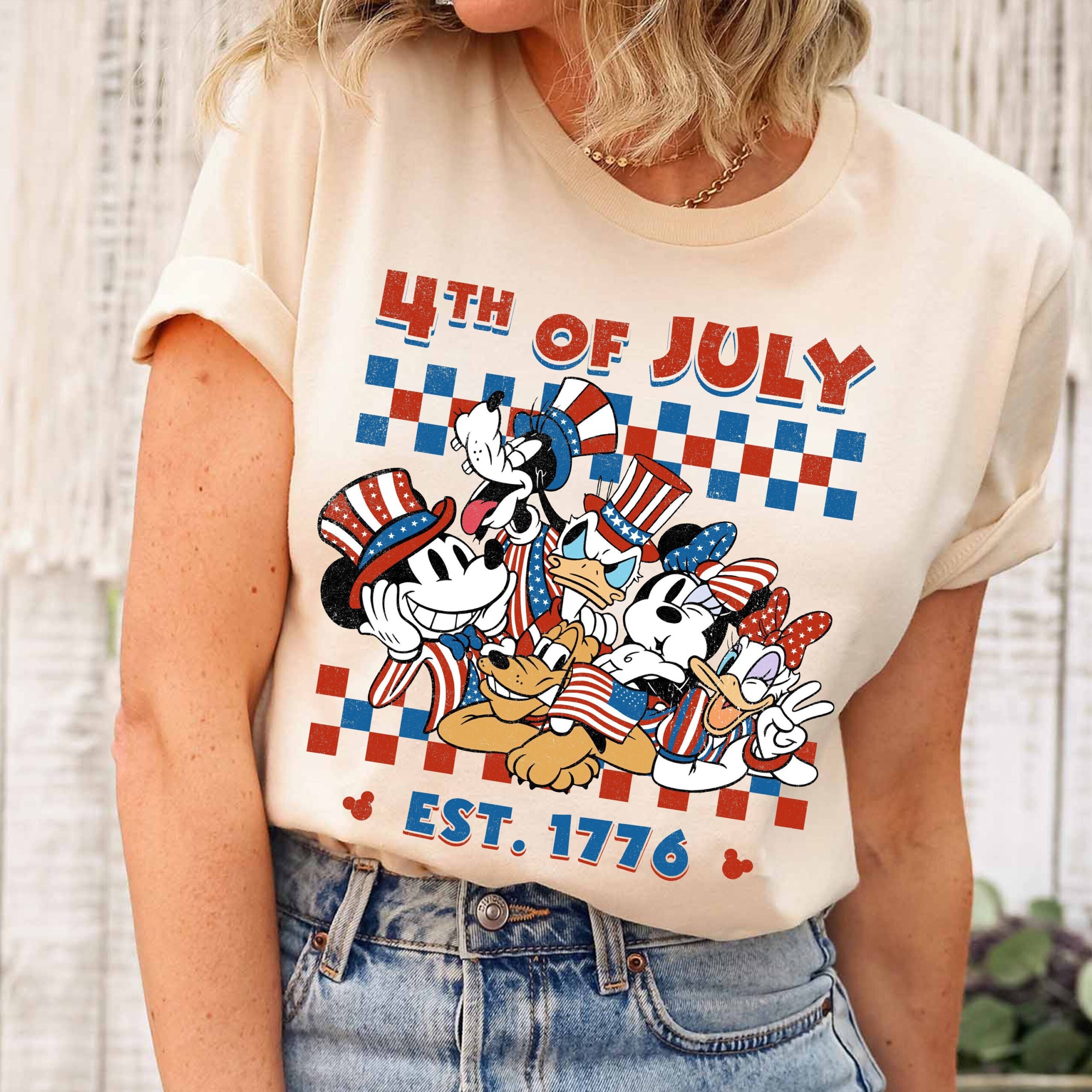 Mickey Checkered Disney 4th Of July Independence Day Shirt