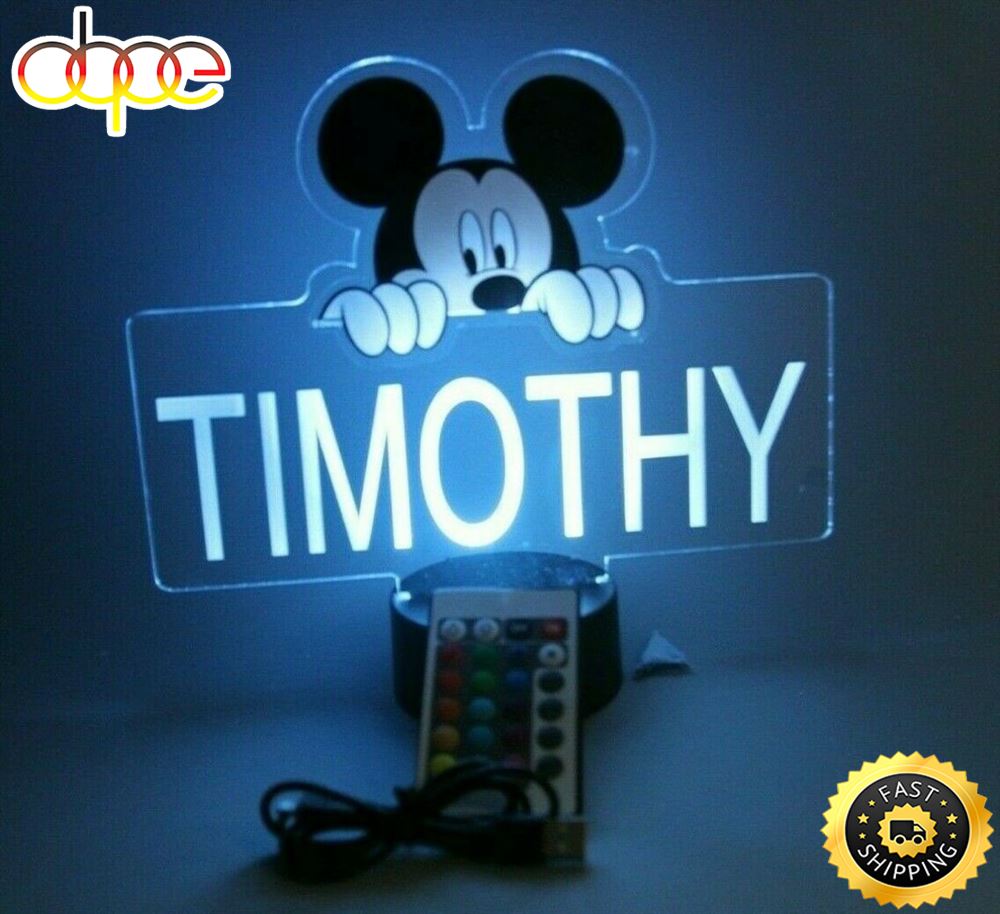Mickey Mouse Night Light Up Led Table Lamp Energy Efficient Boys And Girls